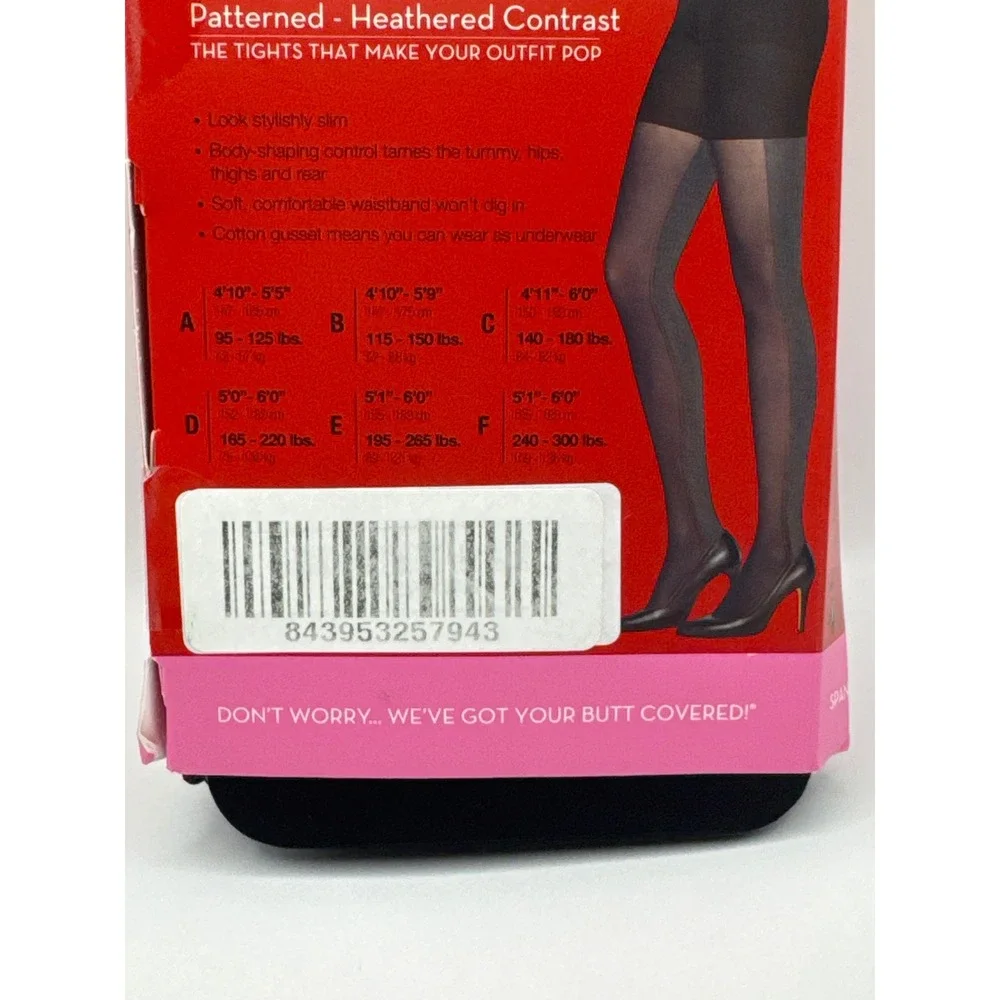 SPANX Tight-End Tights Patterned Heathered Contrast Bodyshaping Black Size A New